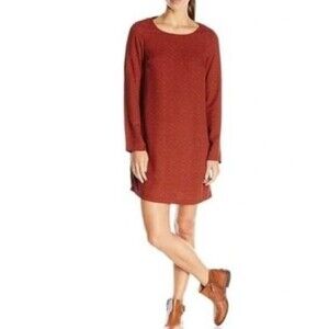 NEW Prana Cece Long Sleeve Shift Dress in Pomegranate Size Small